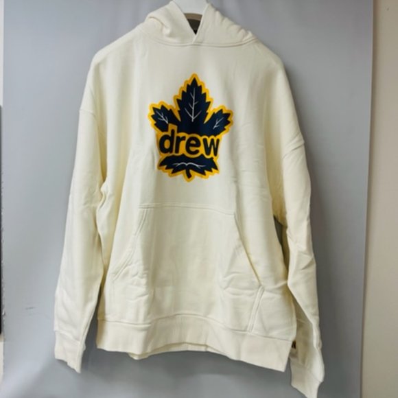Drew House x Toronto Maple Leafs Secret Leaf Hoodie in Cream, Size Small- NEW